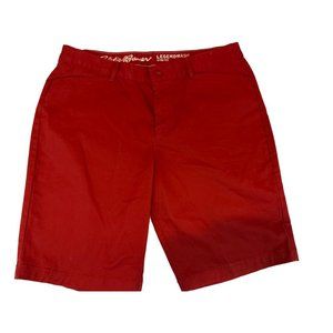 Eddie Bauer Womens Denim Chino Shorts Legend Wash Specially Dyed Red Size T14